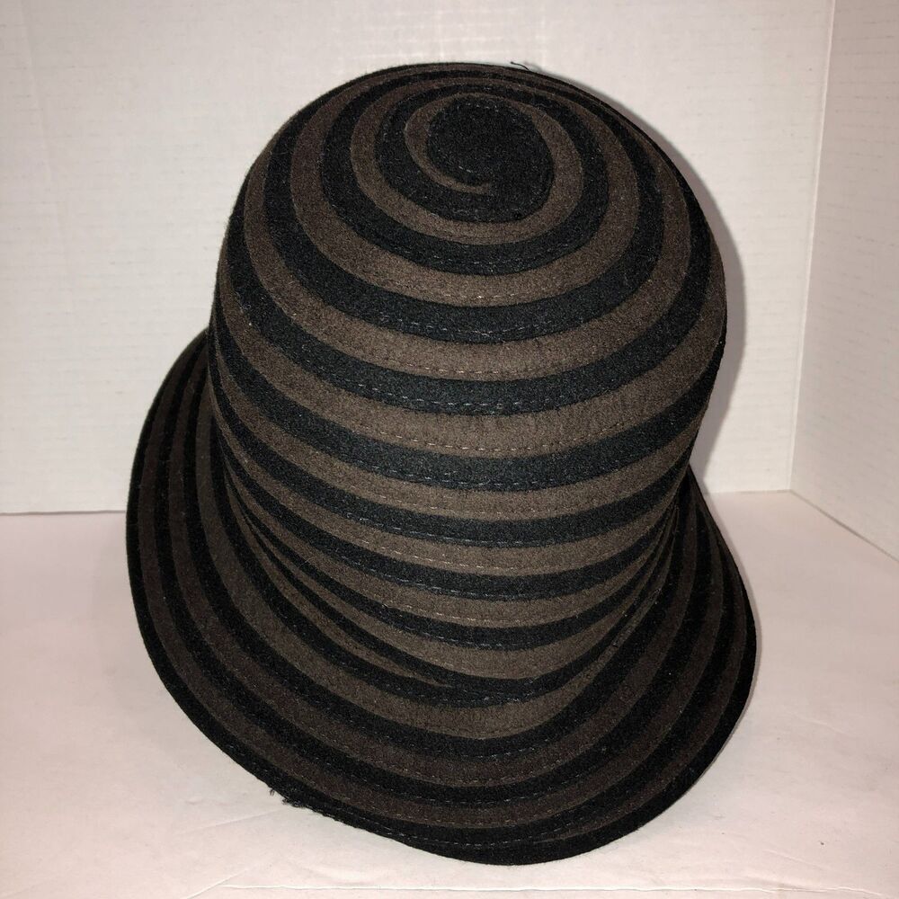 Vintage Callanan Chapeaux Pret a Porter Wool Blend Floppy Bucket Hat Black Brown - Picture 4 of 8